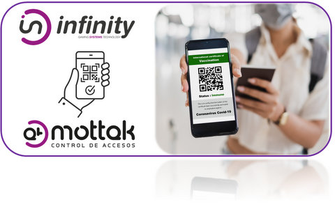 Los controles de acceso Mottak Infinity Gaming, reconocido con el certificado Covid mediante lector QR